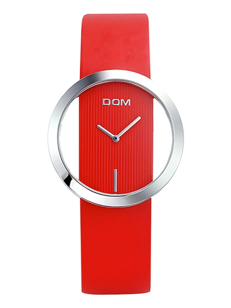 ساعة يد كلاسيكية مجوفة بسيطة من خلال نافذة كوارتز مقاومة للماء للنساء #2