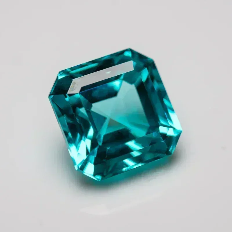 Lab Grown Paraiba Asscher Cut VVS1 Gemstone Charms Beads for DIY Jewelry Making Inlay Rings Pendant Selectable AGL Certificate
