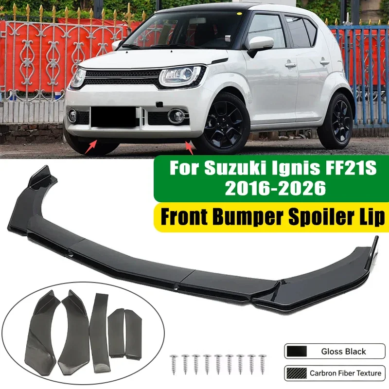 For Suzuki Ignis FF21S 2016-2026 5Pcs ABS Car Front Bumper Lip Spoiler Splitter Body Kit Canard Tuning Accessories