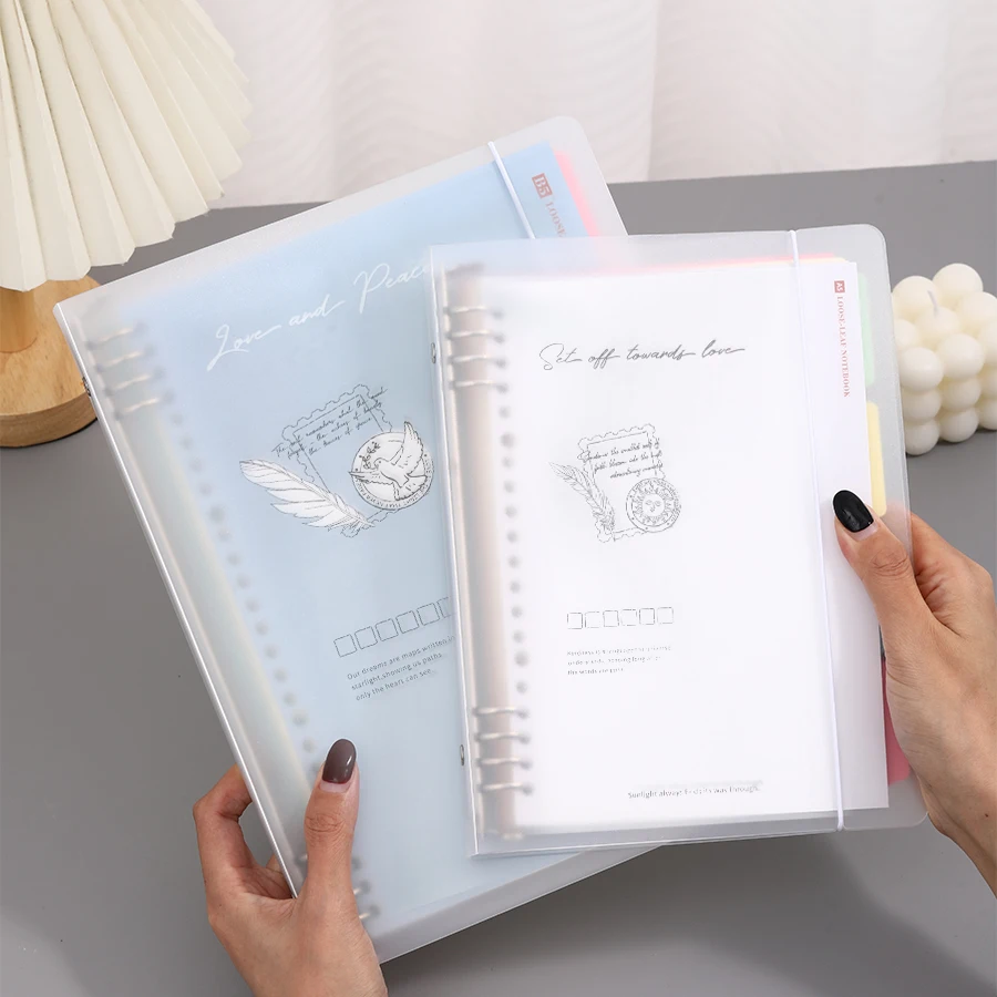 A5/B5 Detachable Ring Binder Notebook 60 Sheets 120 Pages PP Color Cover Lined Writing Journal Student Office Business DiaryBook