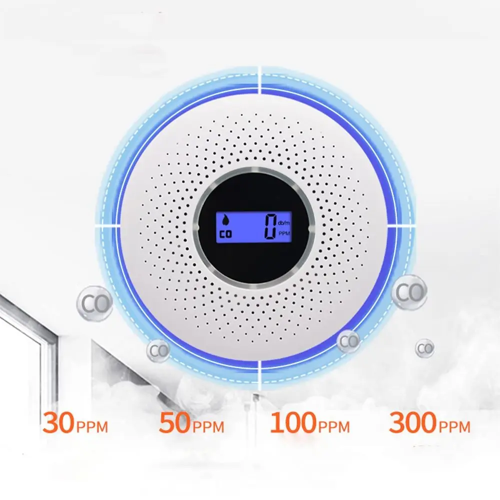 

Compound Alarm 2 in 1 Carbon Monoxide Detector LCD Display Portable CO Monoxide Alarm Wireless Smoke Alarm Travel