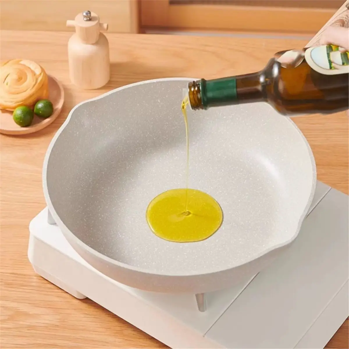 

Nonstick Frying Pan Induction Skillet Heavy Duty Cast Aluminum Chef'S Pan Compatible All Stoves Easy Clean Comfortable