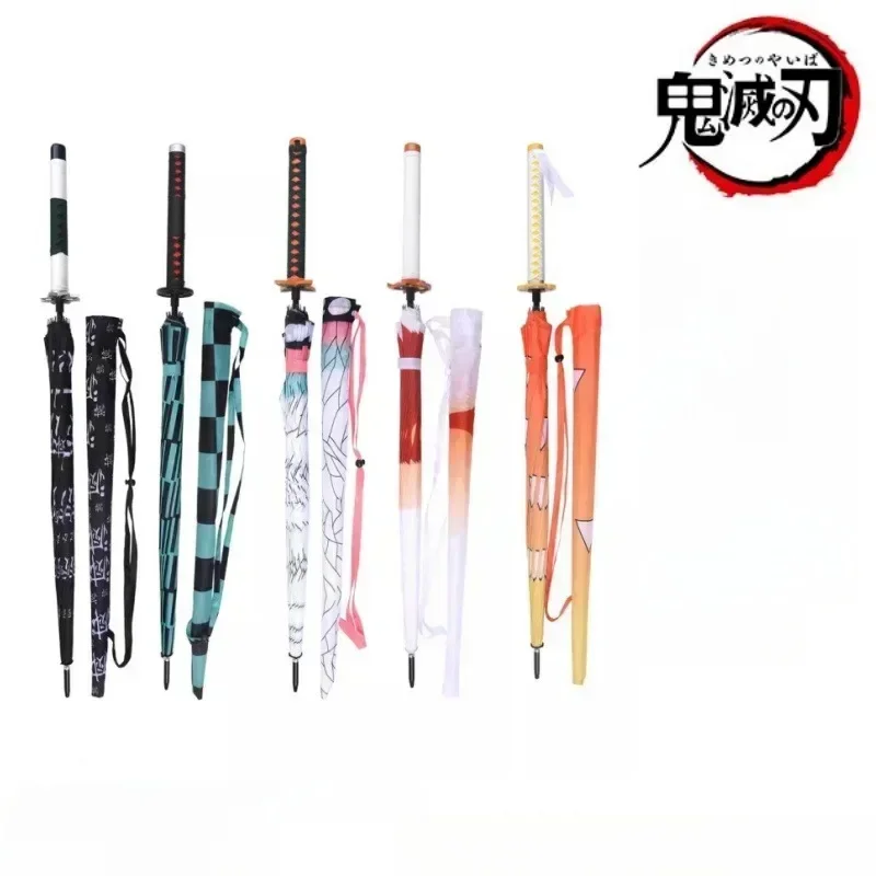 Demon Slayer Katana Umbrella Real Size Japanese Tanjirouu Kimetsu No Yaiba Long Parasol Anime Gifts Cosplay Prop Life Supplies