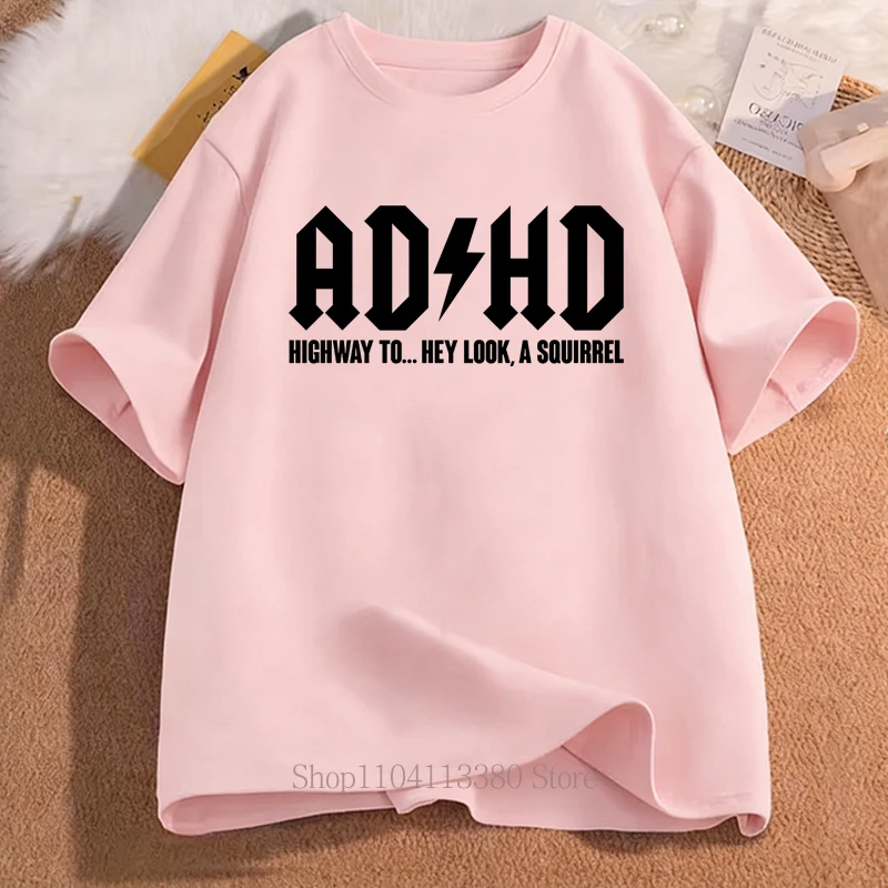Frauen Kleidung ADHS Brief Drucken T-shirts Sommer Casual Mode Männer Kurzarm Tops Lustige Minimalistischen Oversize Oansatz T-shirts – Detail 5