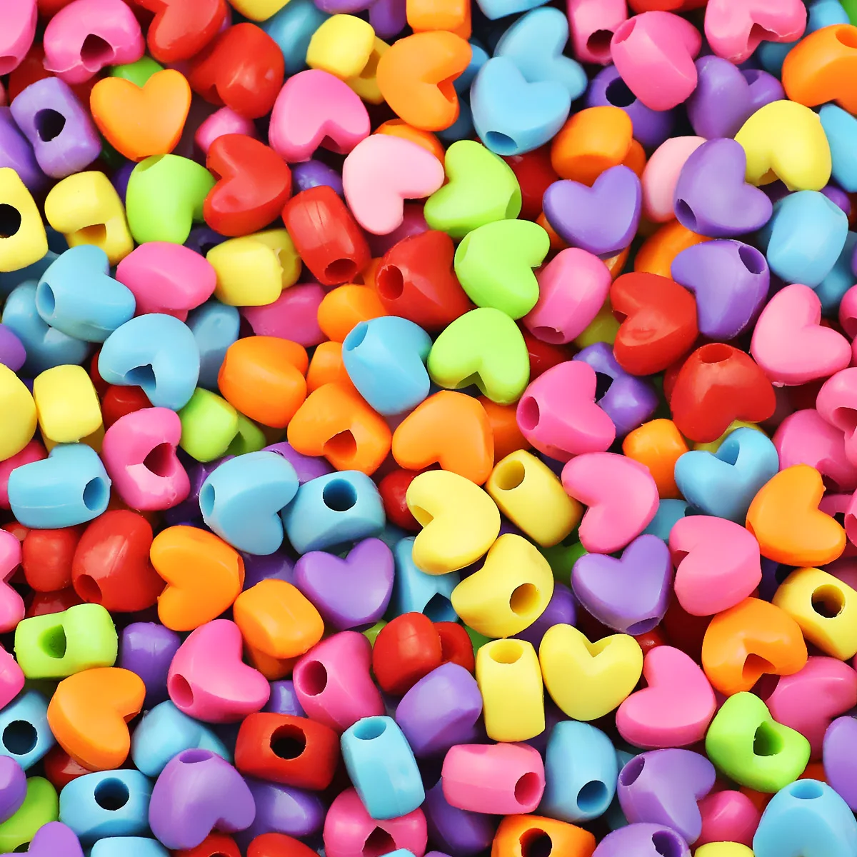 200-600pcs 11x9mm Heart Shape Beads Mix Color Acrylic Spacer Loose Beads For Jewelry Making Bracelets Necklaces DIY Accessories