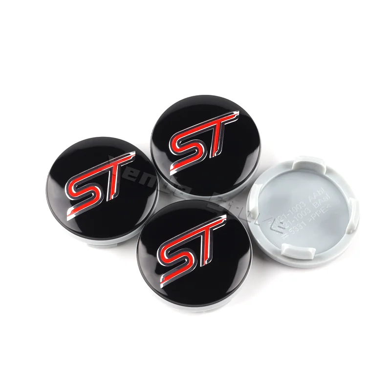 ST Linha Car Wheel Center Hub Caps, Tampa Rim para Ford Focus, Mondeo, Mustang, Fiesta, Kuga, MK2, Everest, Escape Acessórios, 54mm, 4Pcs