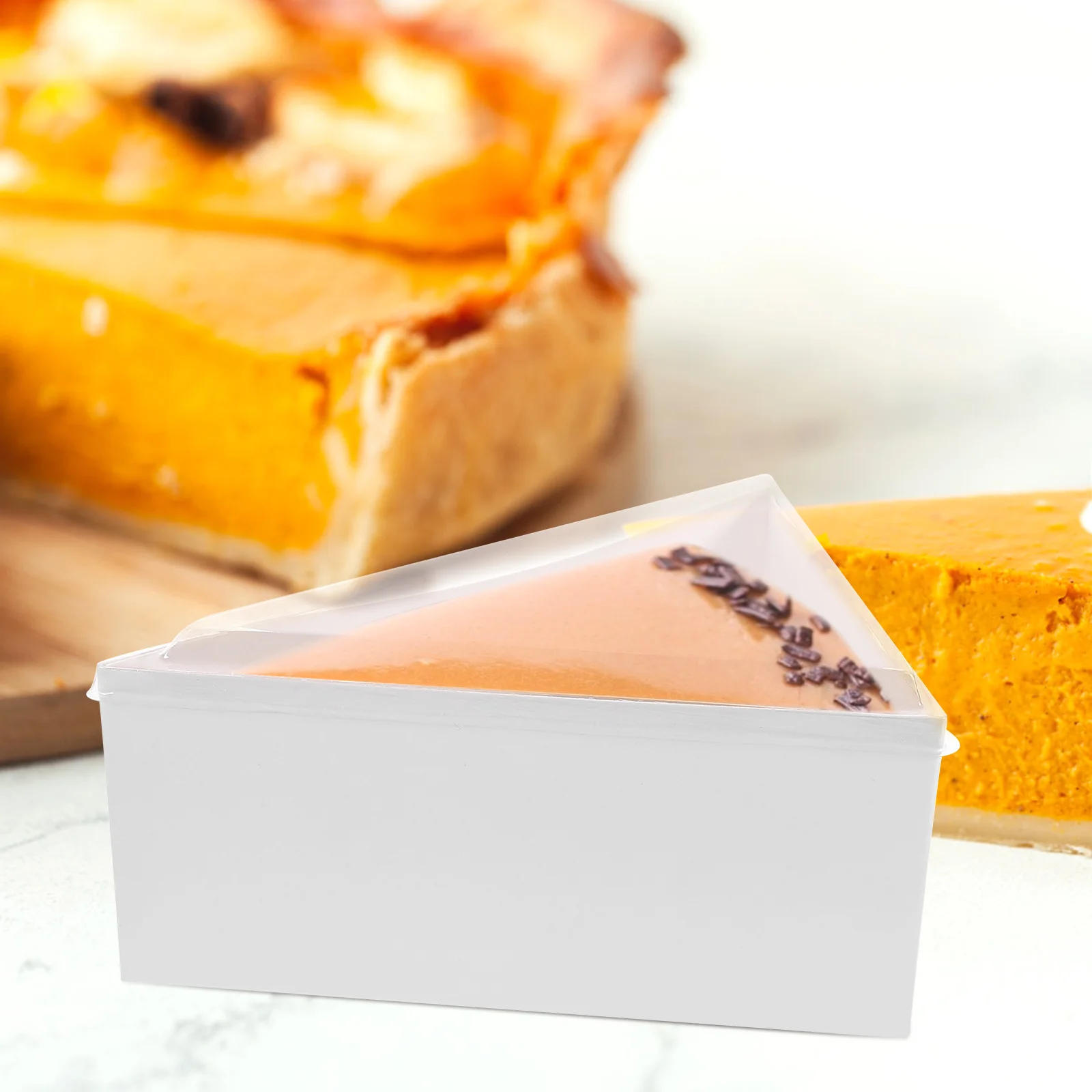 

50Sets Pizza Boxes Triangle Cake Slices Holder Bulk Cake Packaging Box for Cafe Bakery Party Banquet Cupcake Boxes