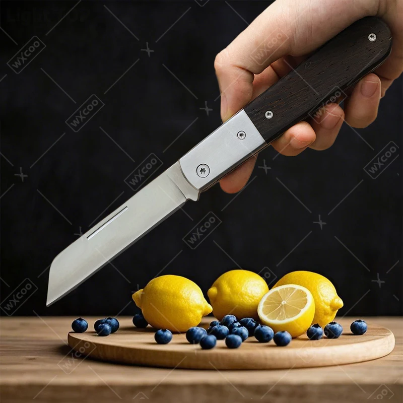WXCOO Stainless Steel Fruit Paring Knife for Kitchen Folding Butcher Knife Wooden Handle Meat Cutting Utility Knife