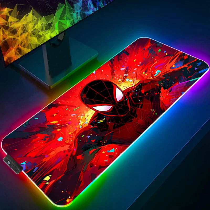 لوحة ماوس خفيفة ملونة RGB Spider-Man تخلق جوًا رياضيًا حالمًا يجب اقتناؤه للاعبين لوحة ماوس LED رائعة ومتينة #4