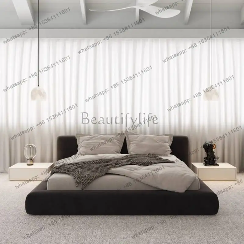 YJ Curtain Backrest Bed Frames Bedsheets Headboards Mattress Frames Double Bed Dressers Household Camas Inteligente Furniture