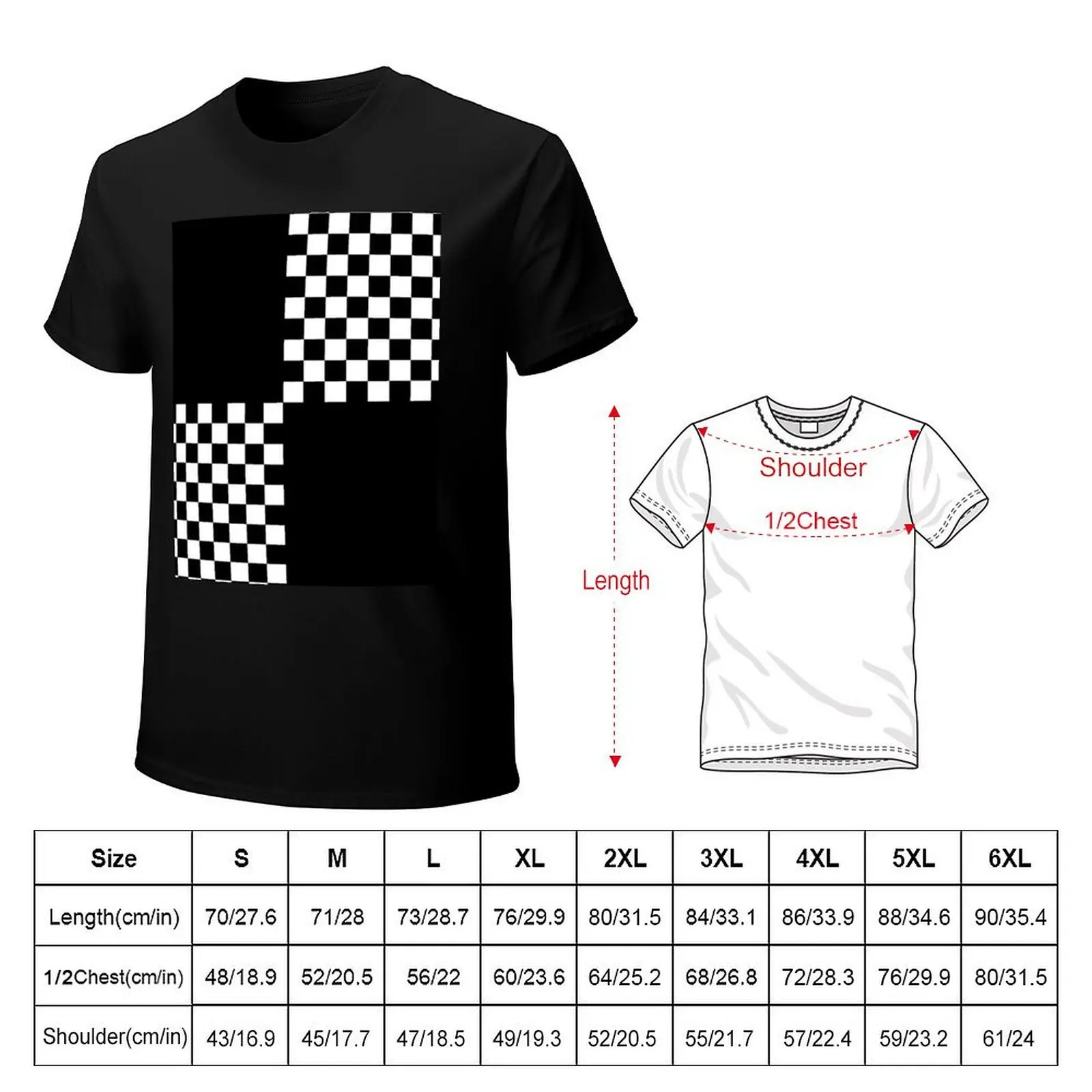 Quad Ska Black White Checked Pattern T-Shirt Large Size Breathable Tee