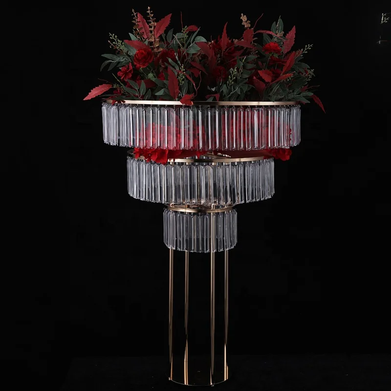 3 Tiers Round Centerpieces Stand Gold Flower Stand Wedding Centerpieces Metal Backdrop Wedding