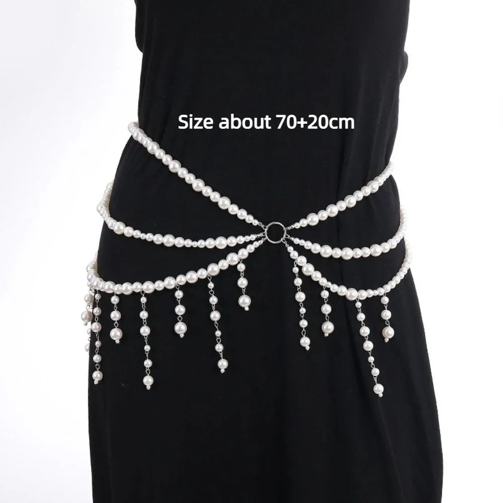 موضة متعدد الطبقات اللؤلؤ الخصر سلسلة شرابة أنيقة المرأة الجسم حزام على شكل سلسلة بوهو الخصر اكسسوارات مجوهرات للجسم الزفاف #6