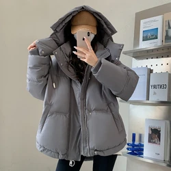 Fashionable Hooded Down Cotton Jacket for Women, 2024 New Korean Version Loose Cotton Jacket, Student Winter Cotton Jacket