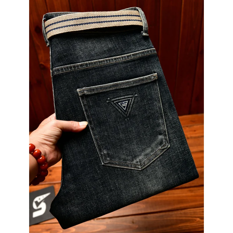 秋のメンズファッションジーンズ、メンズスリムフィット、伸縮性のあるトレンド感あふれる韓国風ハイエンドカジュアル、スリムレッグパンツ