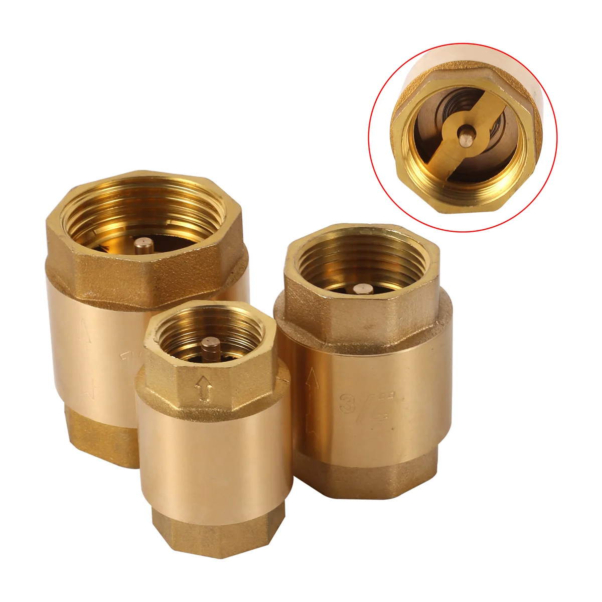 Brass In-Line Spring Check Valve 1/2” 3/4” 1” Female Thread Water Control Float Valve Garden Tap Water Pipeline Fittings 1/5Pcs