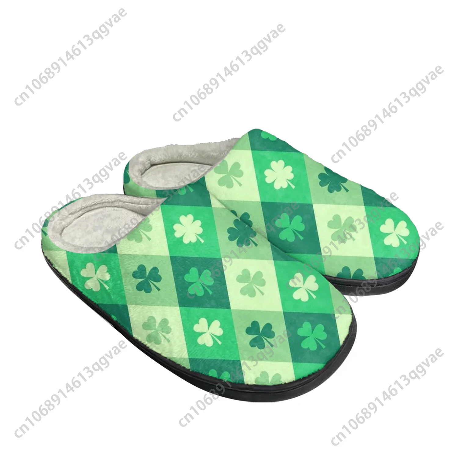 

Lucky Shamrock Home Cotton Slippers Mens Womens St Patricks Day Plush Bedroom Keep Warm Shoes Thermal Indoor Slipper Custom Shoe