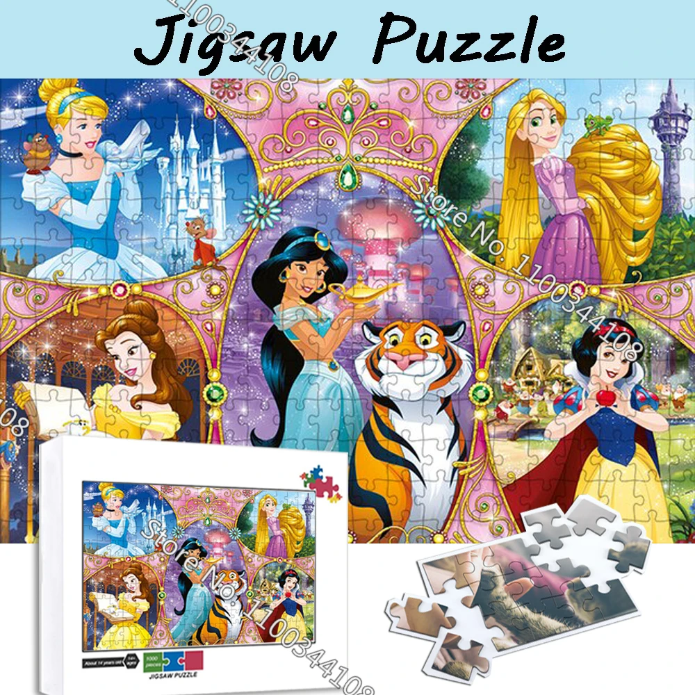 300/500/1000 Pieces Jigsaw Puzzles Disney Princess Tangled Bella Cinderella Snow White Puzzle Kids Handmade Toys Girls Hobbies