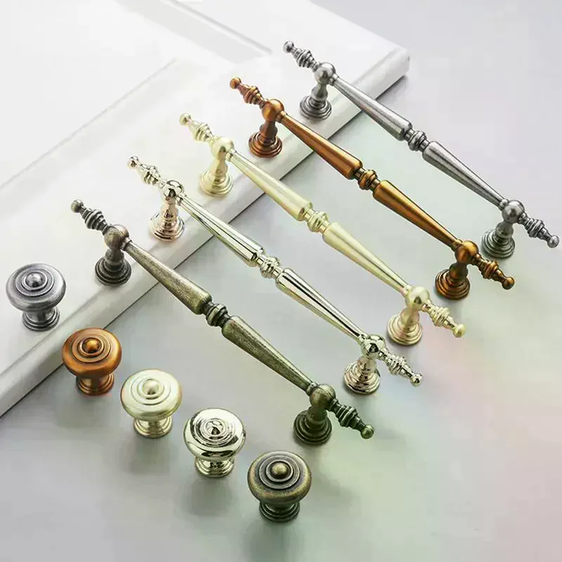 [MA]1Pcs Single-Hole Drawer Knob Aluminum Alloy Cupboard Handle Vintage Furniture Handle French Cabinet & Wardrobe Door Pulls