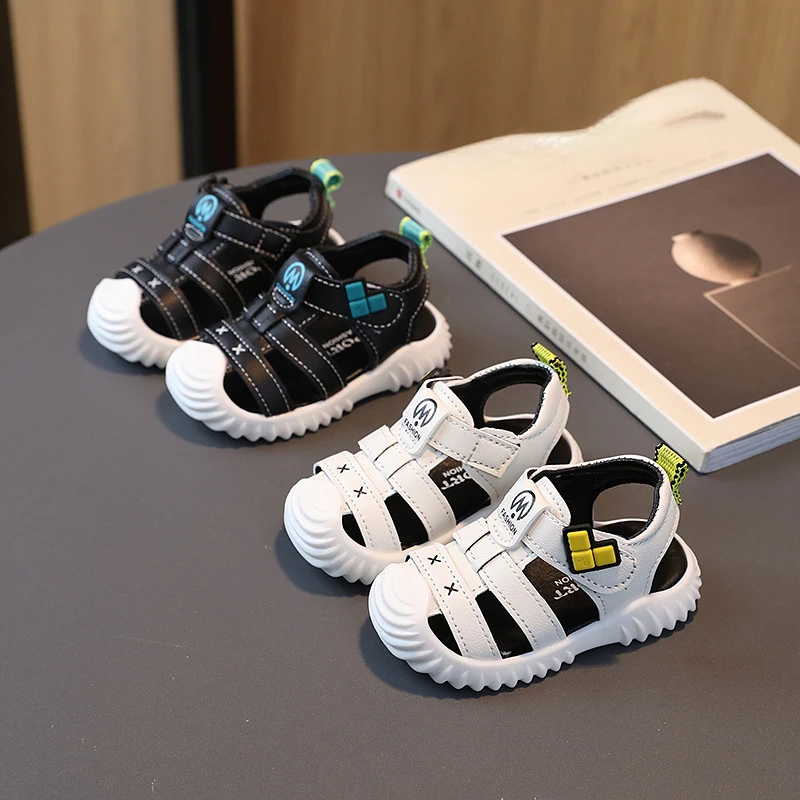 صنادل Baby Shoes Boys Sandals Summer Baby Toe Wrap Soft Soled Toddler Shoes 1-2 Year Old Baby Kick Resistant Sandals Beach Shoes