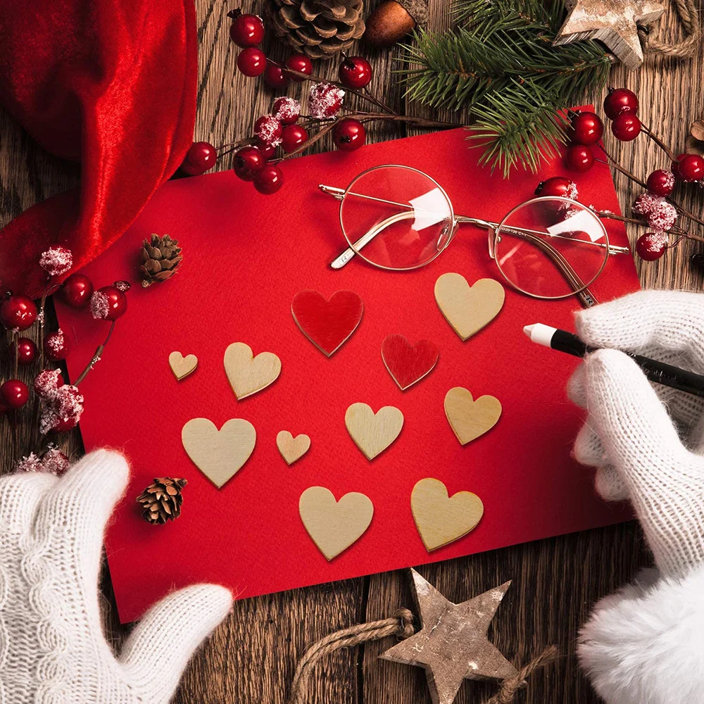 Hochzeit Liebe Herzform Holz Konfetti Blanko Herz Chips Valentinstag Dekoration Hochzeit Romantische Natürliche Bastelbedarf – Detail 12