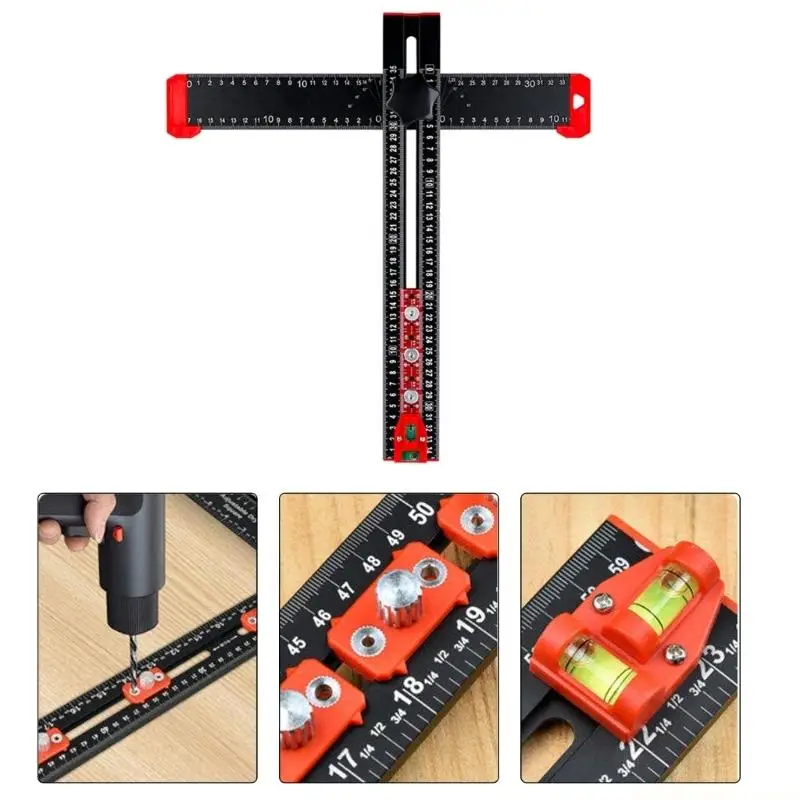 A2BE Adjustable 3 In 1 Scribing Tool For Accurate Hole Punching And Layout In Carpentry