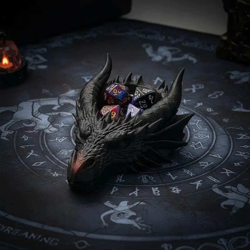 Cool Gothic Dragon Head Desktop Decor, Dark Series Jewelry Storage Organizer, Home Ornament Bedroom Desk Storage