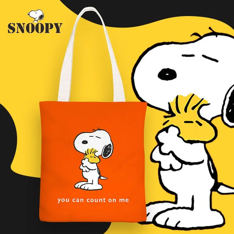 

Snoopy Anime Fashion Canvas Zipper Shoulder Bag Student School Bag High-looking Simple Cartoon Peripheral Shopping and Work Gift