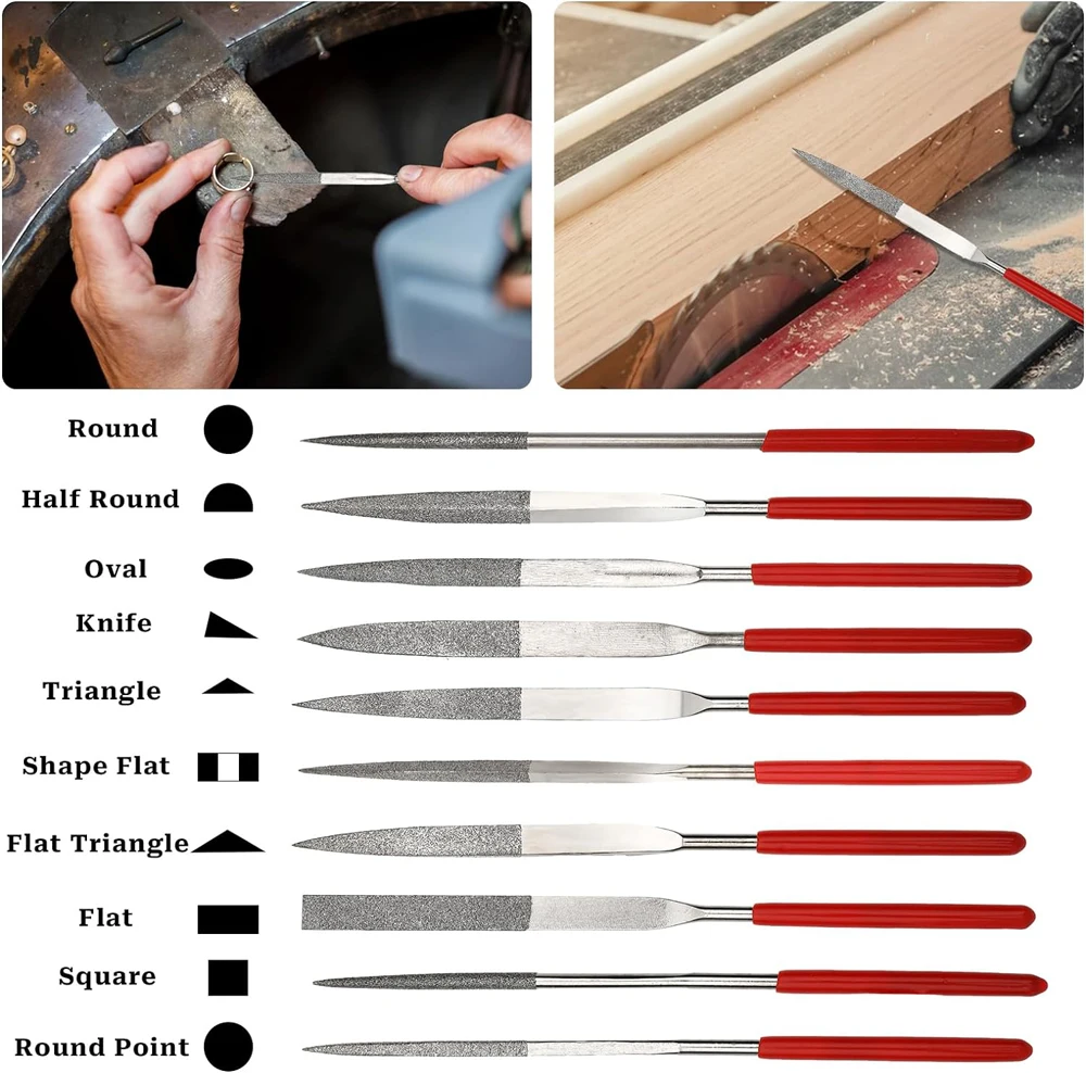 New 10Pcs Diamond Needle File Set For Jewelry Metal Wood Ceramic Glass Stone Craft Sharping Working Hand Carving Tool