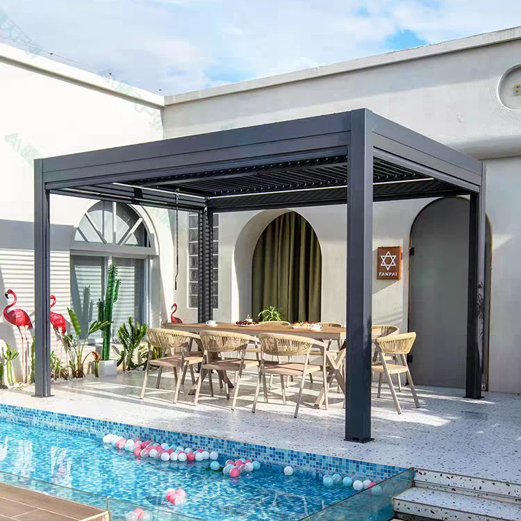 

Sleek Modern Aluminum Gazebo Design Luxury Waterproof Hardtop Pavilion Garden Aluminium Outdoor Louvered Leisure Pergola