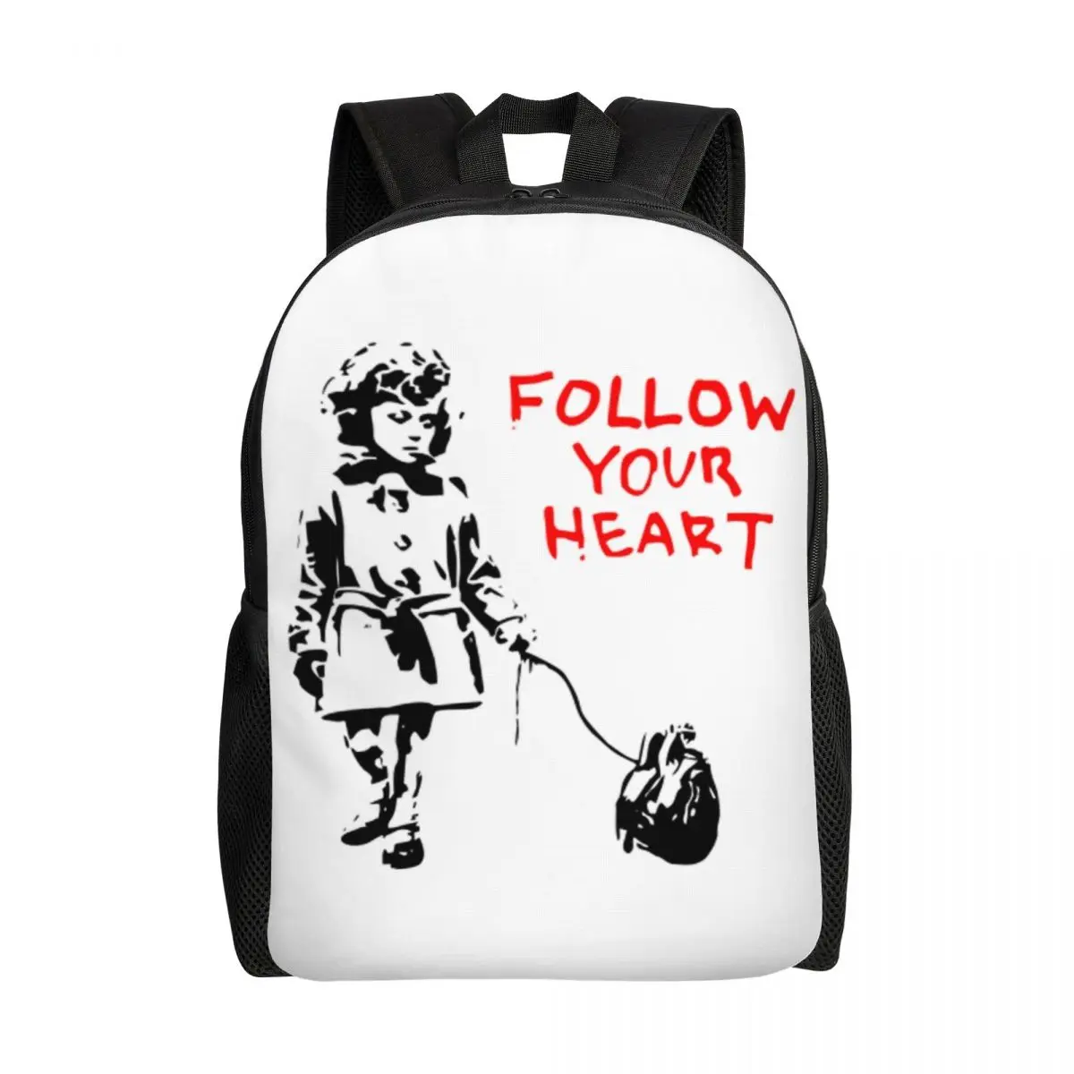 Banksy Follow Your Heart Backpacks for Men Women School College Students Bookbag Fits 15 Inch Laptop Street Pop Art Bags