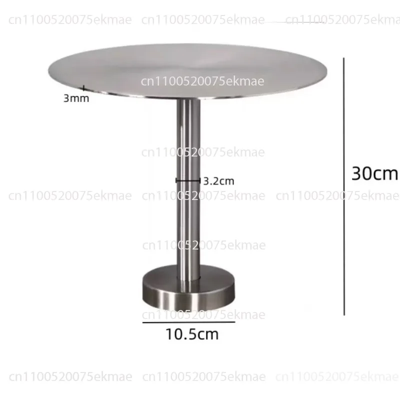 Small Round Stainless Steel Café Tables Mounted on The Wall, with Table Cards, for Seating Areas