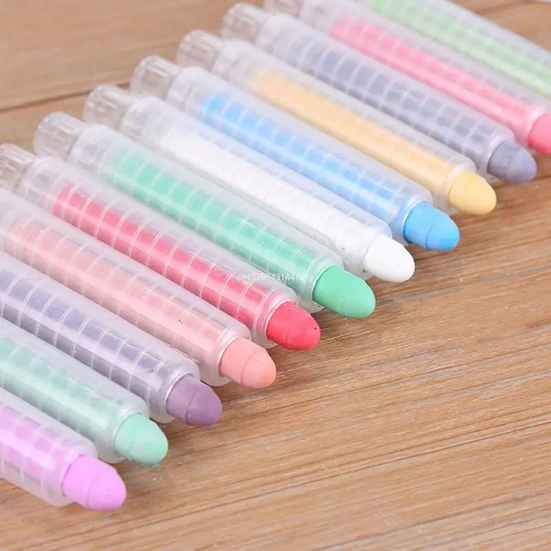 12Pcs Washable Sidewalk Chalk Dustless Chalk with Chalk Holder for Writing Dropship