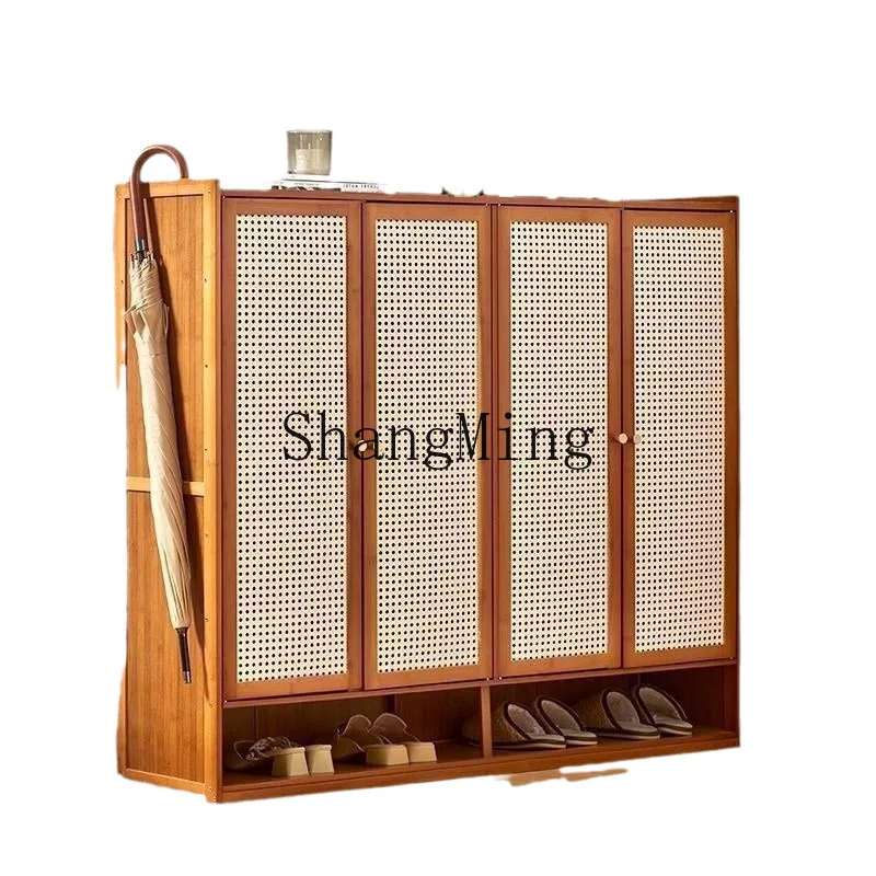 FG good-looking household door bamboo and wood breathable shoe shelf simple indoor multi-layer storage dust shoe cabinet