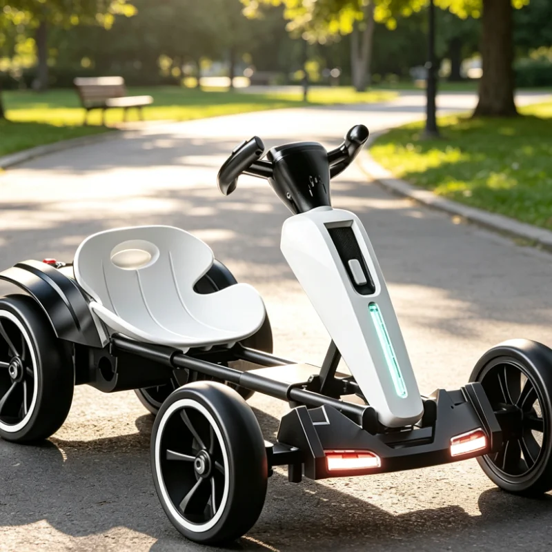 Electric Go Kart Ride On Car with Bluetooth Music and LED Lights Four Wheel Drift Toy Vehicle for Boys and Girls