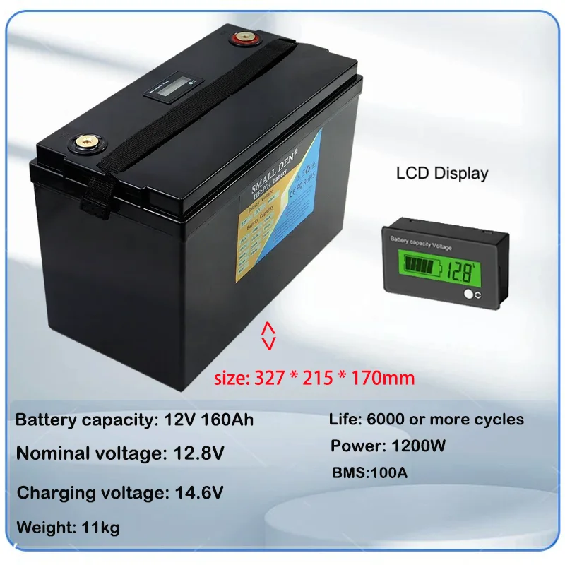 2025New 12.8V 160AH LiFePO4 battery pack 12V lithium iron phosphate battery 4000 RVs solar and wind energy +10A charger tax-free