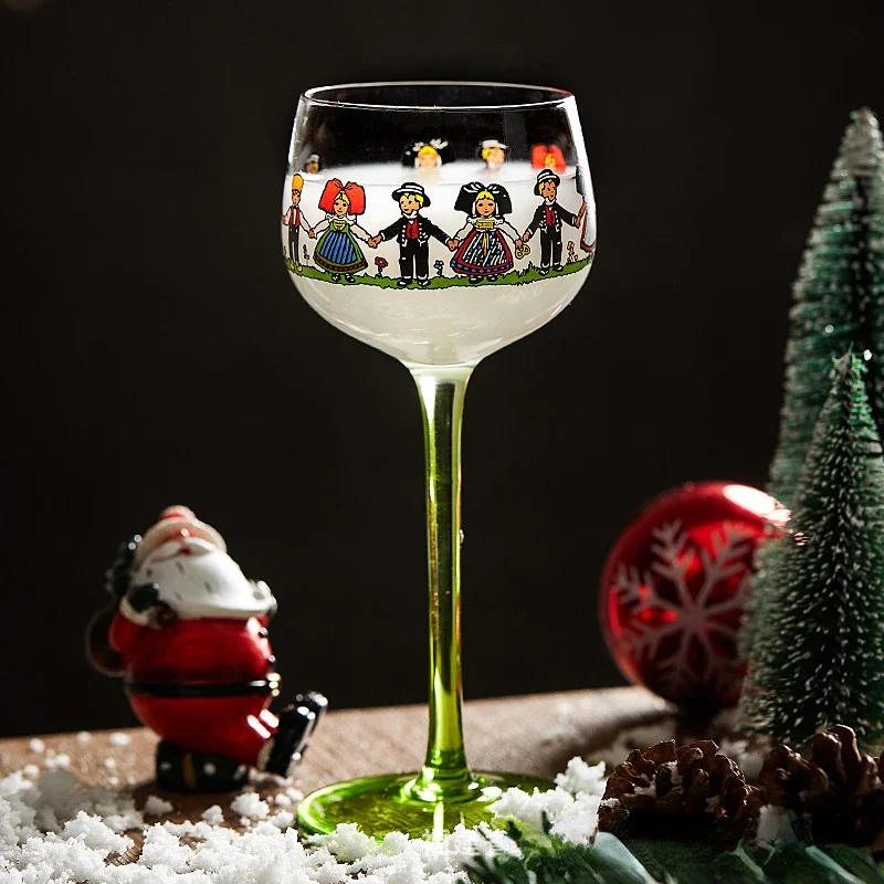 Alsace Little Man Glass Cup Nordic Ins Style High Foot Red Wine Cup Creative Personality Christmas Champagne Cocktail Baby Cup