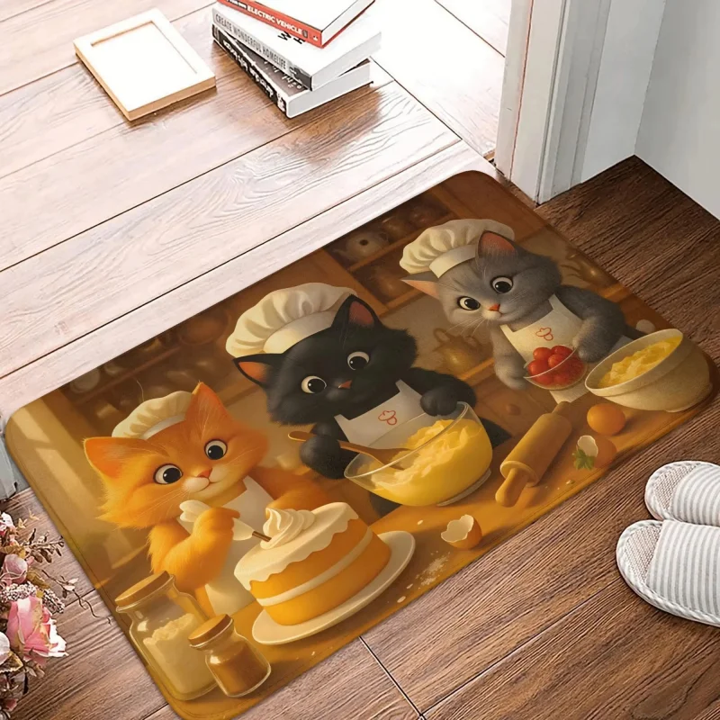 VIKAMA 3D Cute Tuxedo Cat Print Fluffy Bath Mat Non Slip Water Absorbent Washable Floor Mat Bathroom Entrance Pet Home Decor Rug