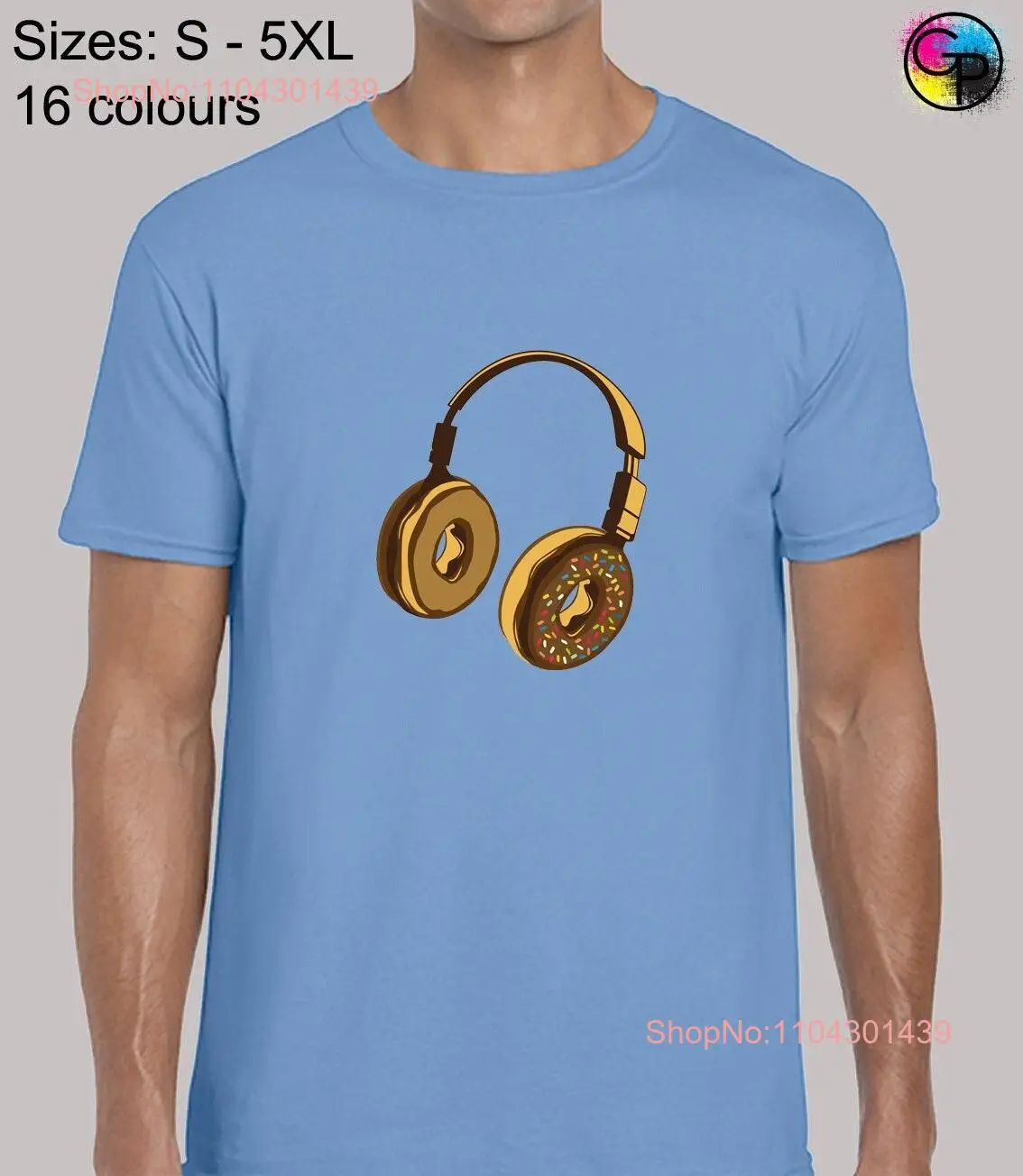 Doughnut headphones donut mens T Shirt unisex funny joke novelty parody music dj decks design junk food cool meme present