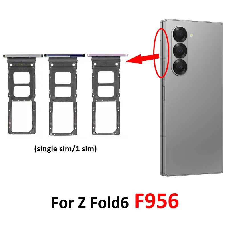 Para Samsung Galaxy Z Fold 6 Fold6 F956, carcasa nueva con bandeja para chip SIM, soporte y bolsillo, piezas para teléfono, SIM simple o doble, negro 4