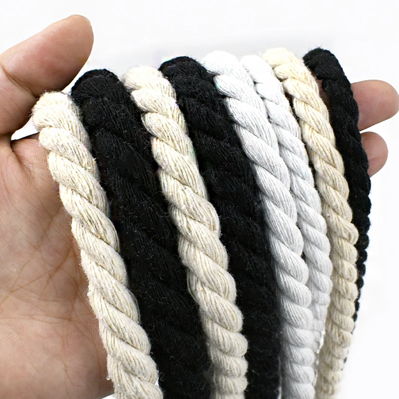 5/10Meters Cotton Rope 5-20mm 3-Strand Twisted Macrame Cord Bag Making Ropes Home Decor Handmade Crafts DIY Accessories