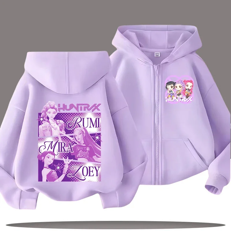 مضحك زمم بلوزات K-pop ل شيطان الصيادين هوديي ملابس الأطفال طفل فتاة صبي البلوز سستة هودي الطفل رداء علوي غير رسمي #2