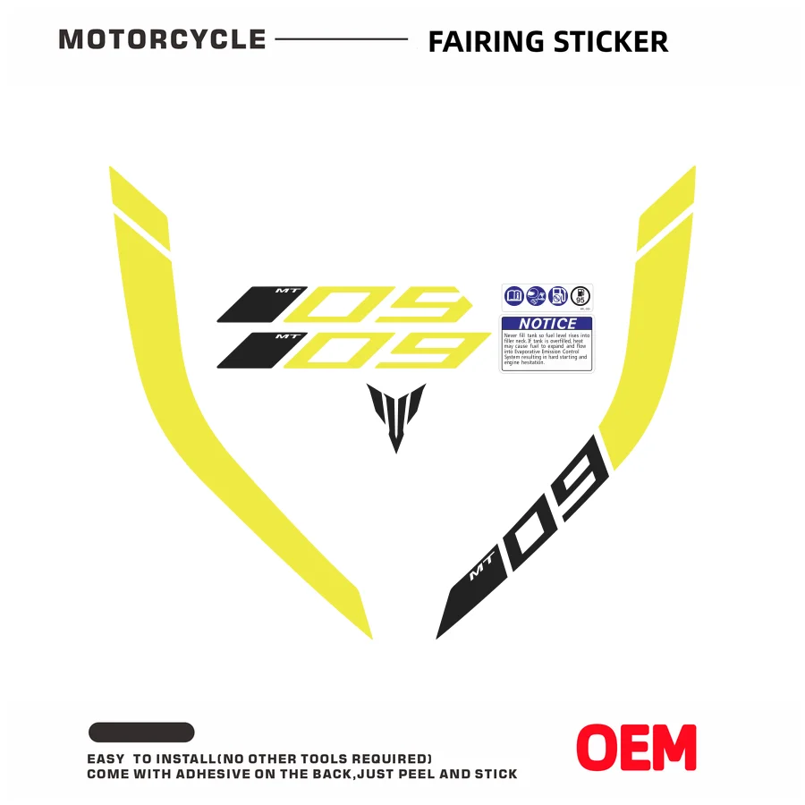 Motorfiets Brandstoftank Sticker Mt Logo Stripe Embleem Accessoires Waterdicht Voor Yamaha Mt-09 Mt09 Mt 09 Fz-09 Fz09 2014-2023