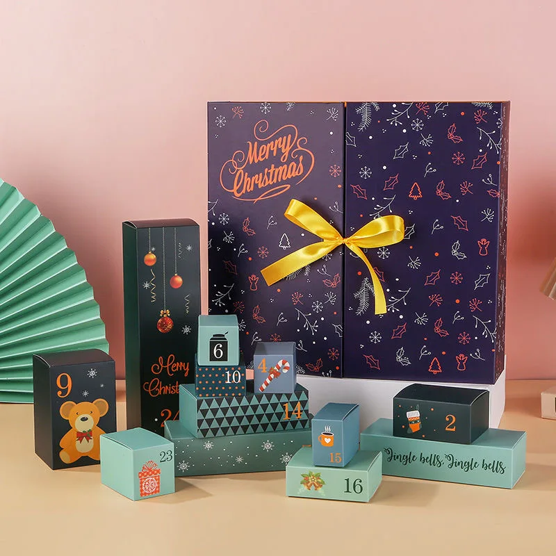 customized. Wholesale Luxury Custom Christmas Theme Calendar Countdown Blind Box Cardboard Gift Box Packaging Box