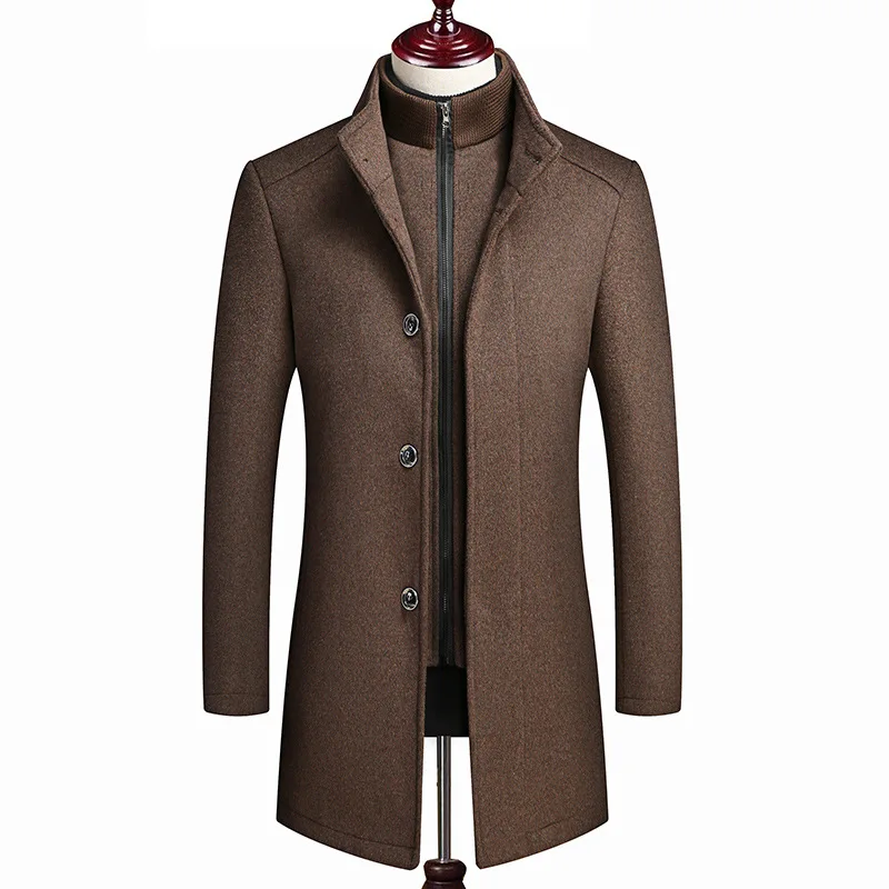 Winter Foreign Trade Coat Men's Medium Length Coat Double Collar Detachable Vest Coat