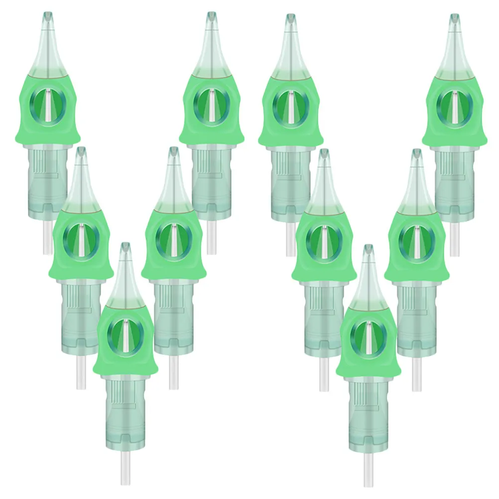 

10pcs 0 35mm Stainless Steel Disposable Tattoo Needles Cartridges for Machine Lip Eyebrow Anti Slip Silicone Ring