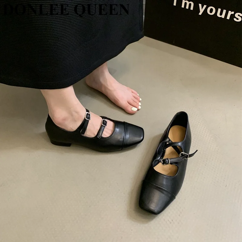 Retro Round Toe Mixed Color Flats Shoes Women Fashion Mary Jane Ballet Luxury Brand Shoes French Ballerinas Autumn Loafers Mujer