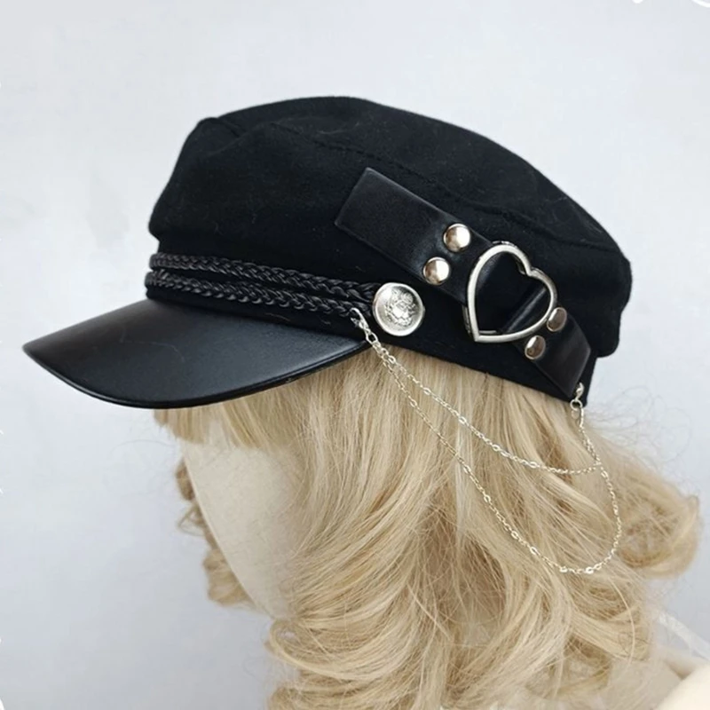 Lolita-Style Hat for Women Joker Girls Wide Brim Hat Woolen Felt Girls Bonnet Y2K Tassel Hat Adult Headdress N58F