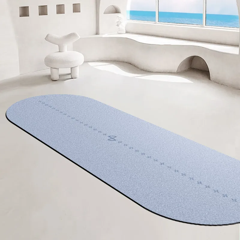 Lezyan 5mm Cotton Fiber Oval Yoga Mat Pu Natural Rubber Workout Aerobics Sweat-Absorbent Non-Slip Wear-Resistant Anti-Wrinkle