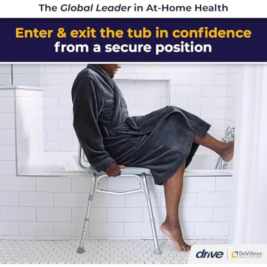 Drive Medical Tub Transfer Bench for Bathtub - Safer Independent Bathing Aid - Height Adjustable Bench - Sturdy Aluminum Constr